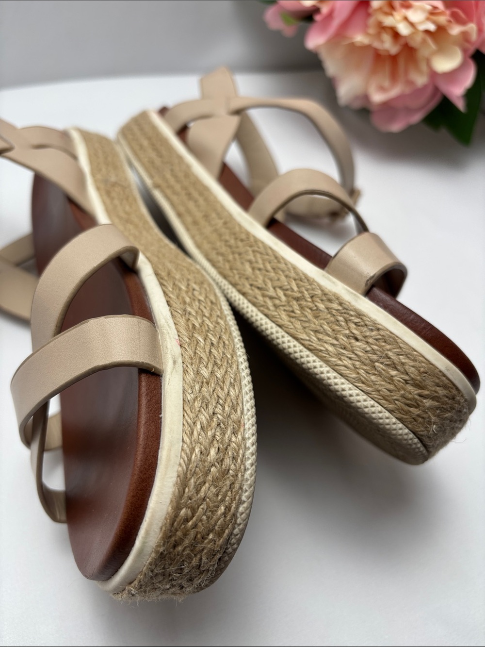 MIA‎ Yanis Womens 8.5 Nude Beige Crisscross Espadrille Platform Sandals #481 - Picture 8 of 16
